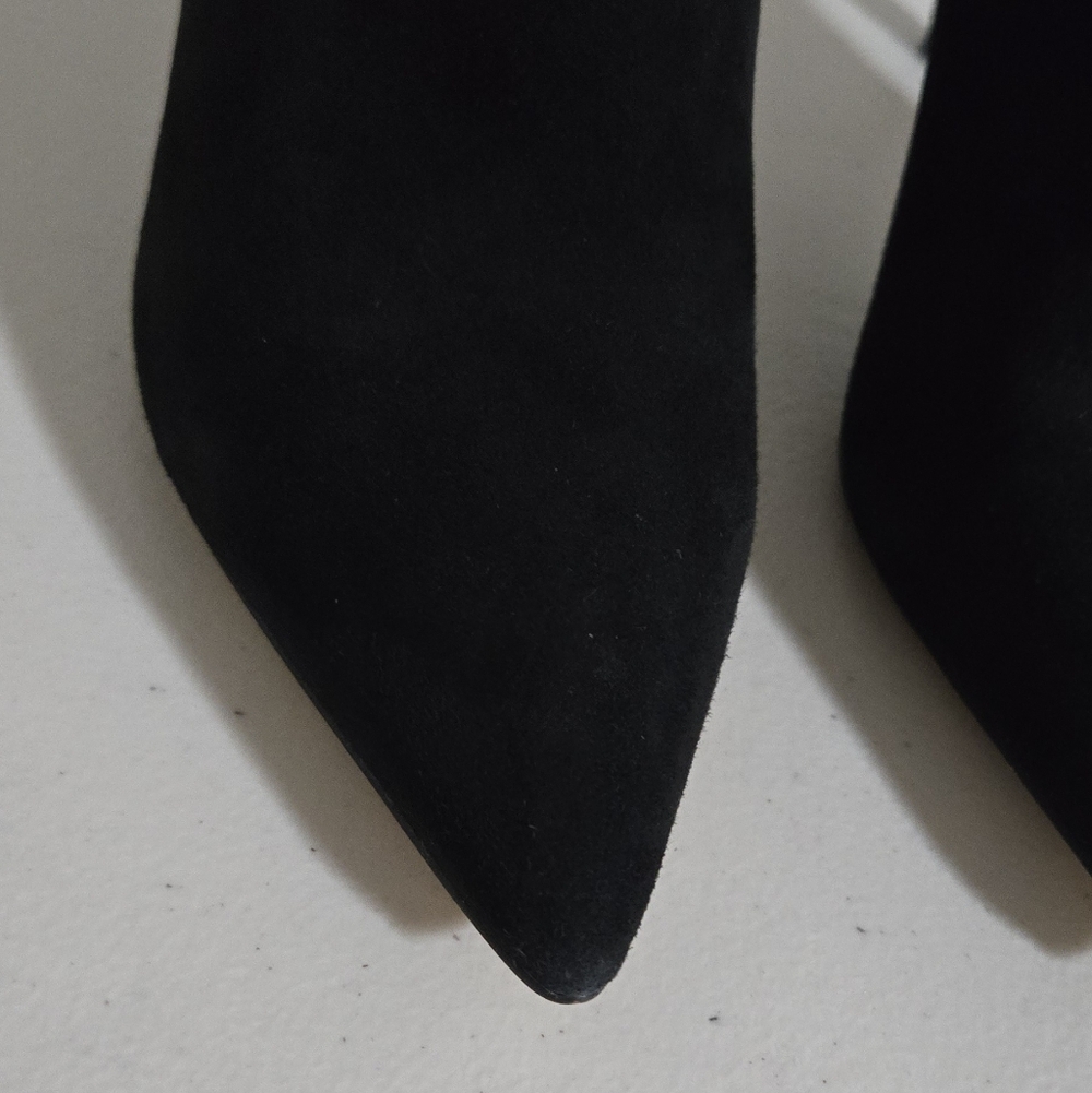 Sam Edelman Black Suede Fiora Ankle Heel Boot Size 7 - Picture 10 of 14